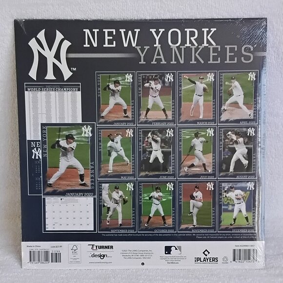 Sealed 2022 Full 12"x12"12 Month MLB New York Yankees Wall Calendar BNIP!! - Picture 2 of 2